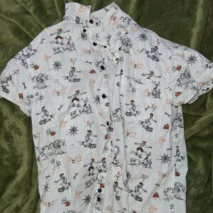 8th Avenue skateboarding skeleton button up